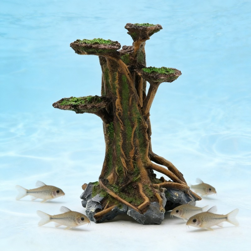 Planted Aquarium With Driftwood - Artificial Moss Tree Driftwood Aquarium Decoration