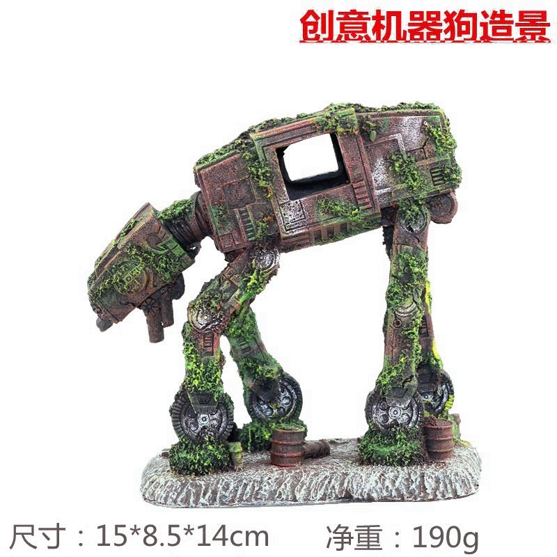 Ornament Resin Robotic Dog Aqu - đánh giá và giá Planted Aquarium With Driftwood