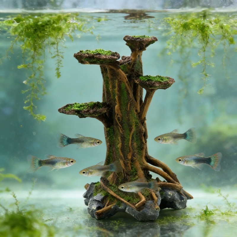 Artificial Moss Tree Driftwood - đánh giá và giá Planted Aquarium With Driftwood