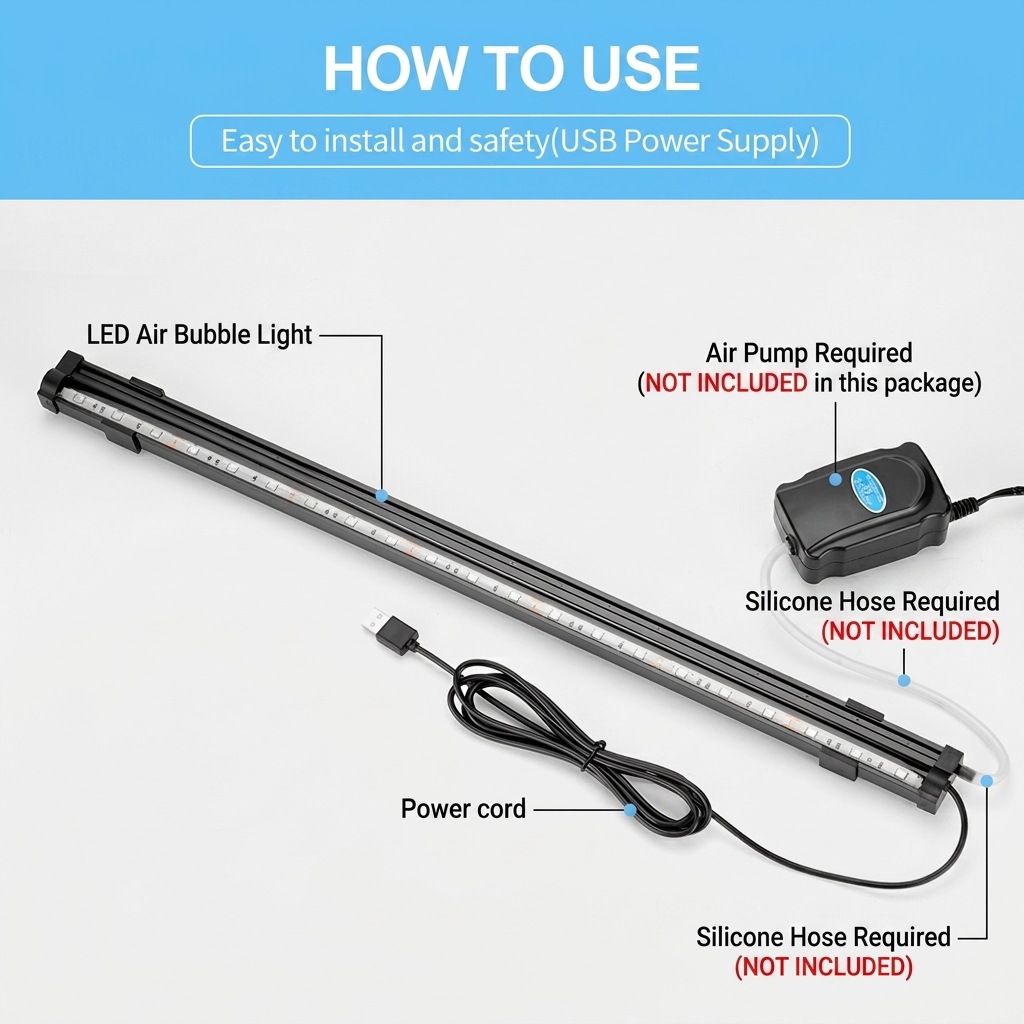 USB LED Aquarium Air Bubble Li - đánh giá và giá Aquarium Lily Pipe